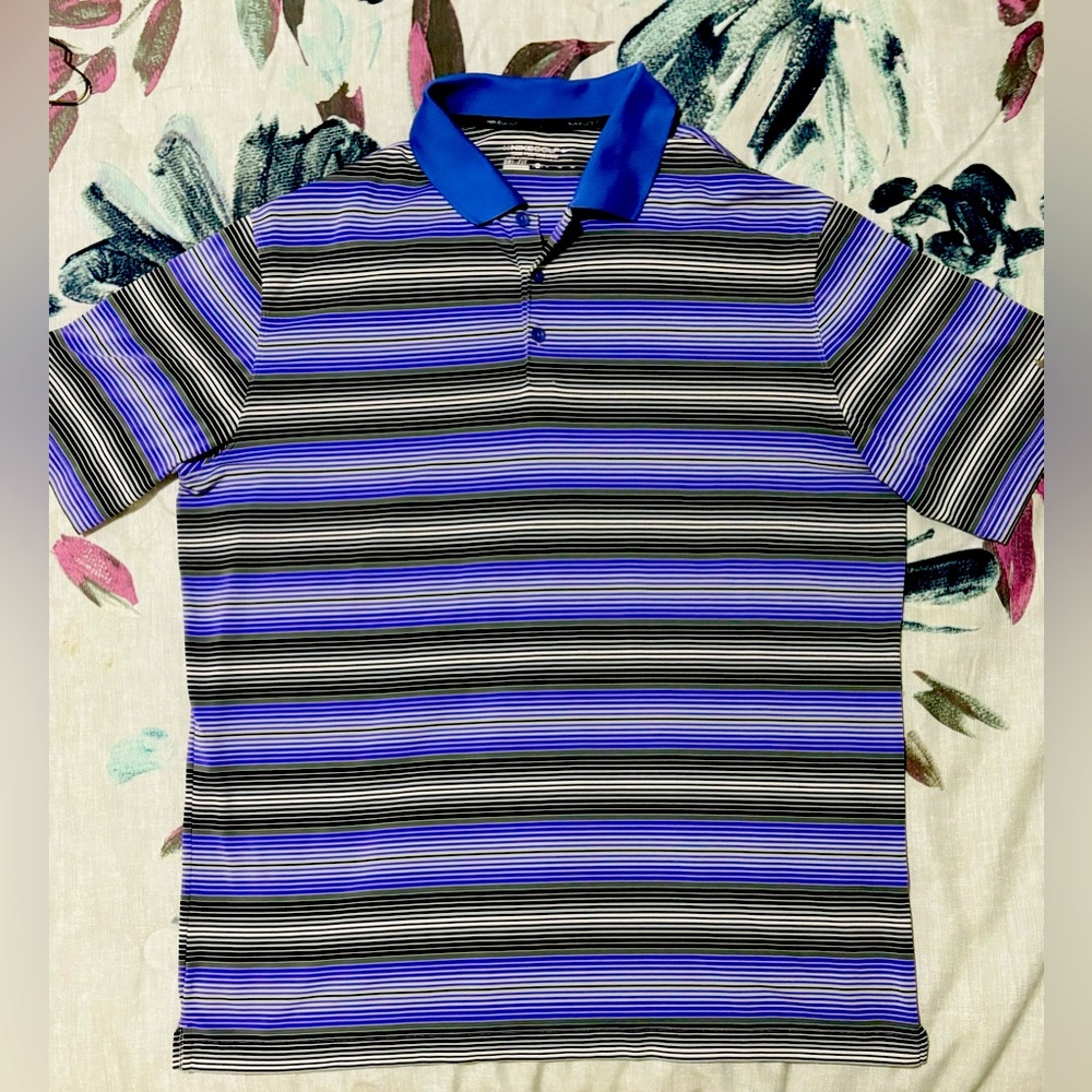 Nike Dri-fit Polo. Striped Purple, Black and white. Unworn,no tags. Size XL.